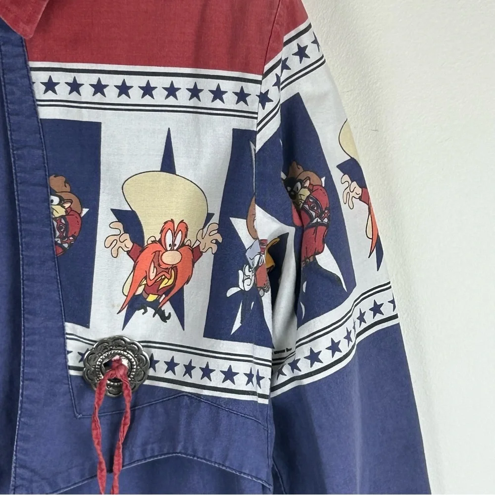 Vintage 1993 Looney Tunes Western Collection Karman Cowboy Shirt L - Picture 5 of 13